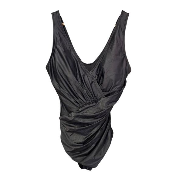 Popilush Tummy Control Ruched One Piece Swimsuit Black Size XXL NWT - Picture 8 of 12